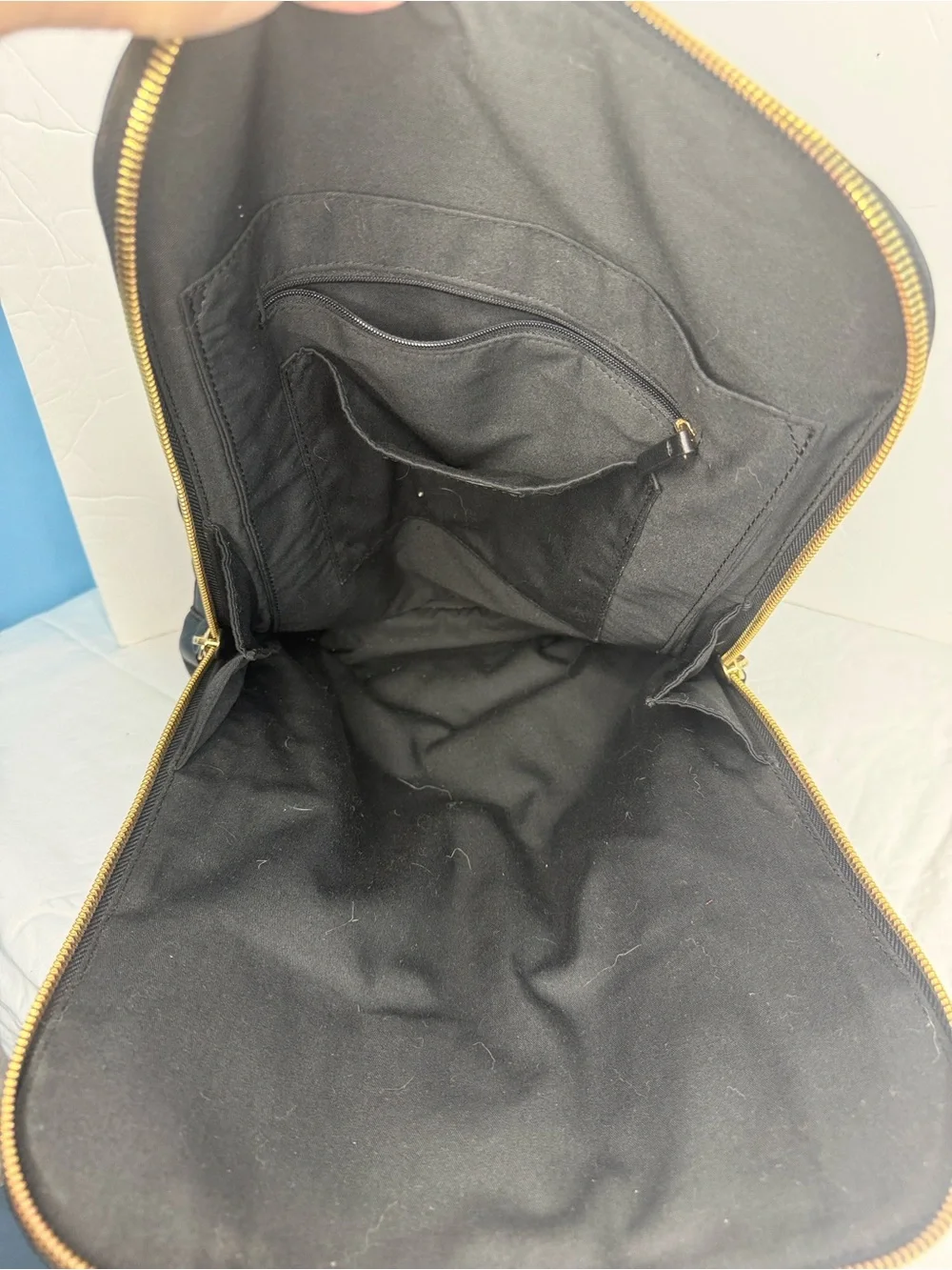 Black Leather Men’s Backpack with Gold Hardware